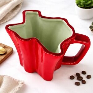 Texas State Shaped Red Ceramic Coffee Mug Lone Star‎ State Vase Planter